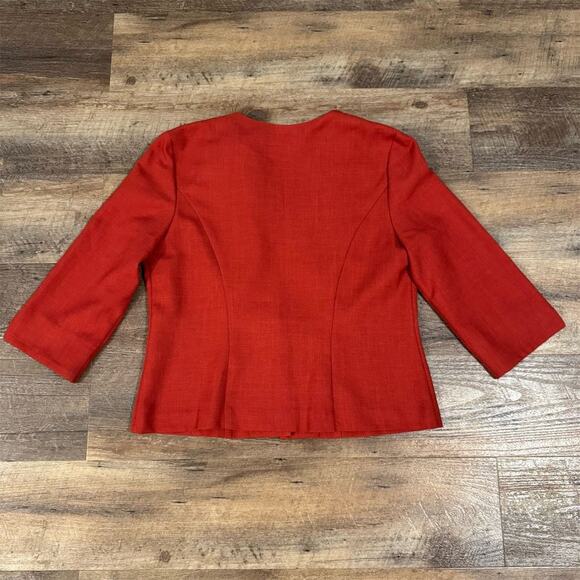 Handmade Red Blazer Jacket 3/4 Sleeve Stylish Button Detail Western 36" Bust - Picture 2 of 7